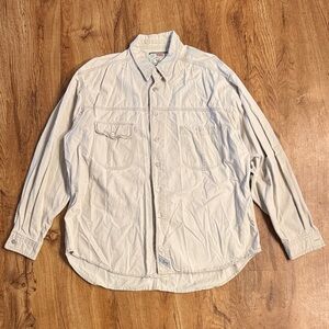 LEVIS Mens XL Shirt Silvertab Beige Long Sleeve Cotton Metal Buttons Vintage